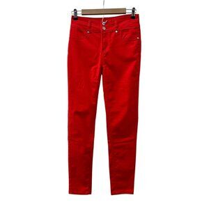 Love‎ Fire Skinny Red Denim Jeans Double Button Stretch Womens Junior 5